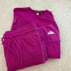 Nike Fuchsia Tracksuit Set- Top is XL, Bottoms is L.